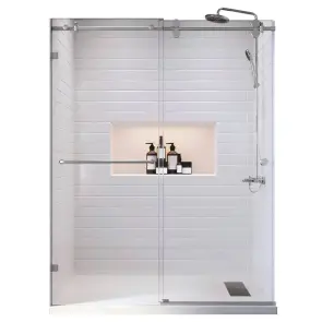 Дверь в нишу Koer SR SD06-140x220-TR-01 прозрачное стекло Easy Clean 8мм, хром (KR5368) №1