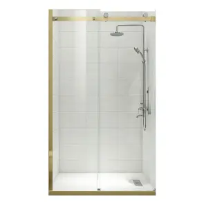 Дверь в нишу Koer SR SD01-120x200-TR-12 прозрачное стекло Easy Clean 8мм, матовое золото (KR5377) №1