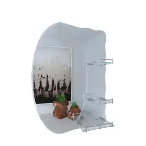 Зеркало настенное Zerix SOLO MOZ01-650x850x100 асимметричное с 3-мя полками (ZX5625) №1