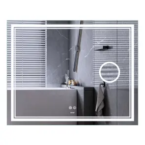Зеркало Mixxus Premium QUADRO MR20-100x80 (LED Touch, Anti-fog, димер, линза) (MP6623) №1