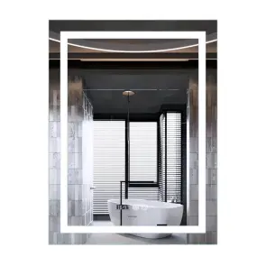 Дзеркало Mixxus Premium FLASH MR21-70x90 (LED Touch, Anti-fog, димер, годинник) (MP6618) №1