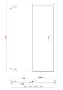 Дверь в нишу Koer SR SD02-120x200-TR-01 прозрачное стекло Easy Clean 8мм, хром (KR5384) №8