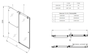 Дверь в нишу Koer SR SD06-140x220-TR-01 прозрачное стекло Easy Clean 8мм, хром (KR5368) №3