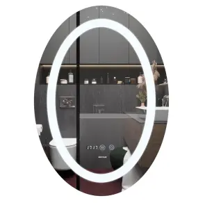 Дзеркало Mixxus PLAIN MV02-60x80 з LED Touch, Anti-fog, димером, регулюванням яскравості, годинником (MI693 №1