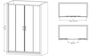 Дверь в нишу Mixxus Premium DIVERSE SD01-160x185-TR Black прозрачное стекло 5мм (MI6879) №4