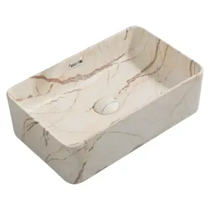 Раковина накладная Mixxus Premium QUADRO-0208 MARBLE 480х315х140mm с переливом (MP6518) №1