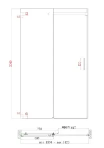 Дверь в нишу Koer SR SD02-140x200-TR-01 прозрачное стекло Easy Clean 8мм, хром (KR5383) №2