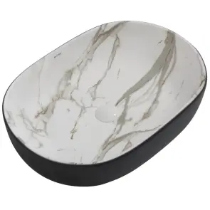 Раковина накладная MIXXUS PREMIUM ELLIPSE-0105 MARBLE-BLACK 600х400х150mm (MP6565) №1