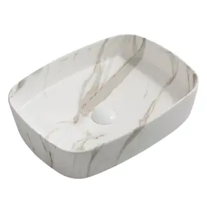 Раковина накладная Mixxus Premium BEVEL-0102 MARBLE 495х370х135mm (MP6519) №1