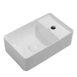 Раковина підвісна Mixxus Premium QUADRO-1201-L 430х265х135mm з отвором під змішувач та перелив №1