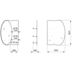 Зеркало настенное Zerix SOLO MOZ01-650x850x100 асимметричное с 3-мя полками (ZX5625) №2