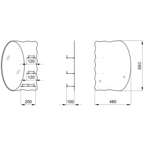 Зеркало настенное Zerix SOLO MOZ01-480x680x100 асимметричное с 3-мя полками (ZX5624) №2