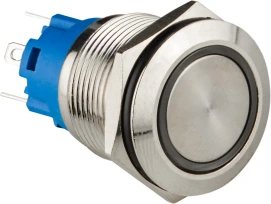 TYJ 19-271 Кнопка металева пласка з підсвічуванням, 1NO+1NC, зелена 12V. купити