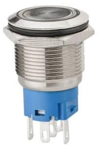 TYJ 19-271 Кнопка металева пласка з підсвічуванням, 1NO+1NC, зелена 12V. №2