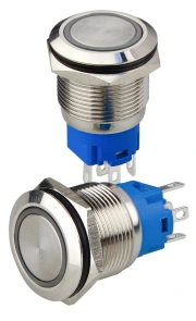 TYJ 19-271 Кнопка металева пласка з підсвічуванням, 1NO+1NC, зелена 12V. №4