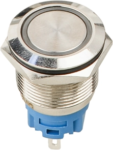 TYJ 19-271 Кнопка металева пласка з підсвічуванням, 1NO+1NC, зелена 12V. №6