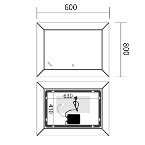 Дзеркало Mixxus CUBIC MR14-80x60-REVERSE (LED Touch, Anti-fog, димер) (MP6648) №3