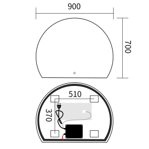 Зеркало Mixxus Premium TOPPER MS01-90x70-REVERSE (LED Touch, Anti-fog, димер (3-6,5kK)) (MP6632) №2
