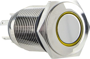 TYJ 16-261 Кнопка металева пласка з підсвічуванням, 1NO+1NC, жовта 220V. №1