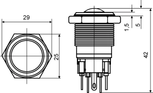 TYJ 22-231 Кнопка металева опукла, 1NO+1NC. №6