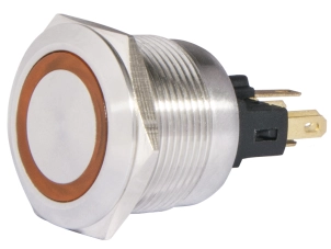 TYJ 22-271 Кнопка металева пласка з підсвічуванням, 1NO+1NC, жовта 24V. №1