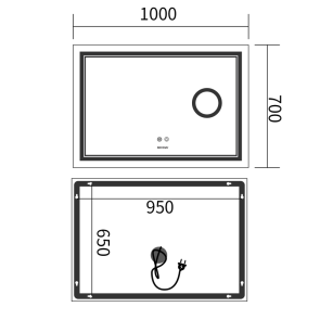Зеркало Mixxus Premium QUADRO MR20-100x70 (LED Touch, Anti-fog, димер, линза) (MP6622) №2