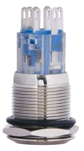 TYJ 19-272 Кнопка металева пласка з підсвічуванням, 2NO+2NC, червона 220V. №3