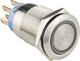 TYJ 19-272 Кнопка металева пласка з підсвічуванням, 2NO+2NC, зелена 12V. купити
