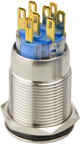 TYJ 19-272 Кнопка металева пласка з підсвічуванням, 2NO+2NC, зелена 12V. №4