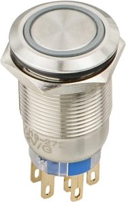 TYJ 19-272 Кнопка металева пласка з підсвічуванням, 2NO+2NC, зелена 12V. №5