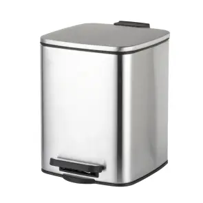 Мусорное ведро с плавным закрытием квадратное Zerix Kubix-TC0106 SS Color 6л цвет нержавейка (ZX588 №1
