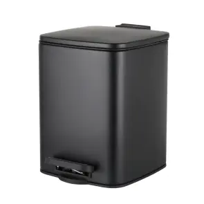 Мусорное ведро с плавным закрытием квадратное Zerix Kubix-TC0106 Black 6 л цвет черный (ZX5890) №1