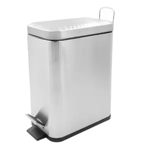 Відро для сміття з плавним закриттям прямокутне Zerix Sansa-TC0105 SS Color 5л колір нержавійка (ZX №1