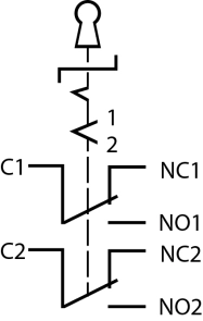 TY 19C-K11/3 Кнопка металева з ключем 3-и позиційна 2NO+2NC. №7