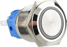 TYJ 19-271 Кнопка металева пласка з підсвічуванням, 1NO+1NC, червона 220V.