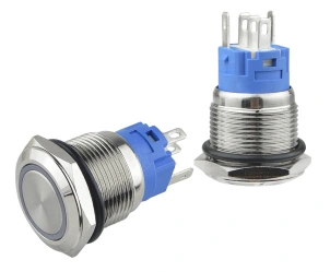 TYJ 19-271 Кнопка металева пласка з підсвічуванням, 1NO+1NC, червона 220V. №4