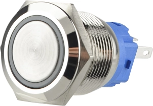 TYJ 19-271 Кнопка металева пласка з підсвічуванням, 1NO+1NC, червона 220V. №5