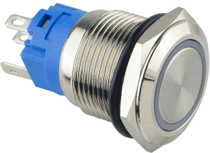 TYJ 19-271 Кнопка металева пласка з підсвічуванням, 1NO+1NC, червона 220V. №6