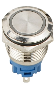 TYJ 19-271 Кнопка металева пласка з підсвічуванням, 1NO+1NC, червона 12V. №5