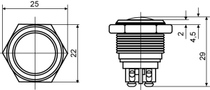 TY 19-231P Pcb Кнопка металлическая выпуклая, (соединение под пайку), 1NO. №7