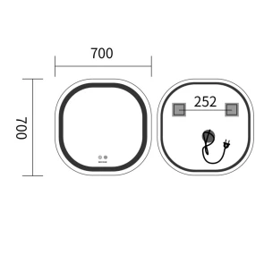 Дзеркало Mixxus Premium DIVERSE MR16-70x70 (LED Touch, Anti-fog, димер (3-6,5kK)) (MP6640) №13