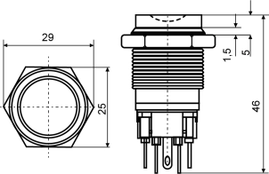 TYJ 22-321 Кнопка металева звиступом з фікс., 1NO+1NC. №5