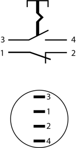 TYJ 22-321 Кнопка металева звиступом з фікс., 1NO+1NC. №6