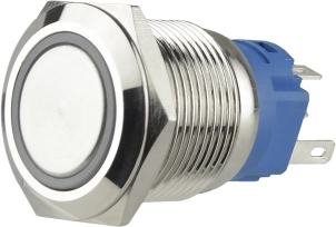 TYJ 19-271 Кнопка металлическая плоская с подсветкой, 1NO+1NC, красная 24V. №5