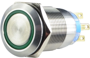 TYJ 19-272 Кнопка металева пласка з підсвічуванням, 2NO+2NC, зелена 220V. №5