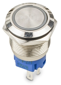 TYJ 19-271 Кнопка металева пласка з підсвічуванням, 1NO+1NC, синя 12V. №6