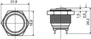 TY 16-231P Pcb Кнопка металева опукла, (з'єднання під пайку), 1NO. №7