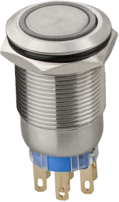 TYJ 19-272 Кнопка металева пласка з підсвічуванням, 2NO+2NC, синя 12V. №5