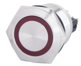 TYJ 22-271 Кнопка металлическая плоская с подсветкой, 1NO+1NC, красная 220V. купить