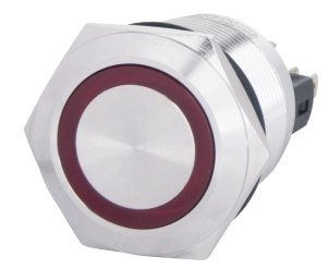 TYJ 22-271 Кнопка металева пласка з підсвічуванням, 1NO+1NC, червона 220V. №1